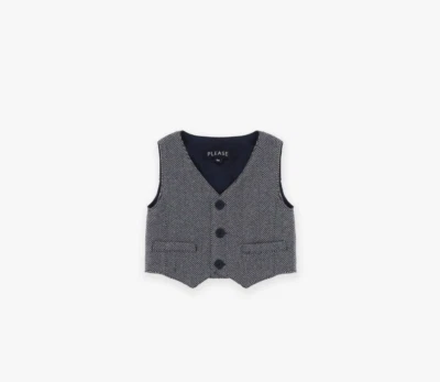 PLEASE PANTALONE GILET PAPILLON BATTESIMO BAMBINO AUTUNNO INVERNO   6  MESI - Immagine 1 di 4