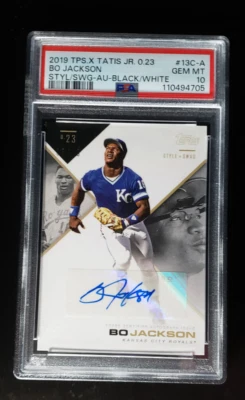 BO JACKSON #d/10 PSA 10 #13C-A Auto 2019 Topps X Tatis Jr 023 Style & Swag Black - Image 1 of 2