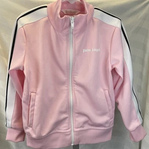 Palm Angels rosa Trainingsjacke Mädchen Größe 6 durchgehender Reißverschluss Taschen gestreift LS Logo - Bild 1 von 14