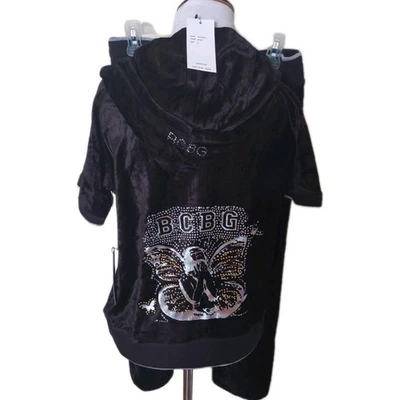 Chaqueta corta BCBGMaxazria para mujer de terciopelo negro con estrás Lrg Foto 1 de 4