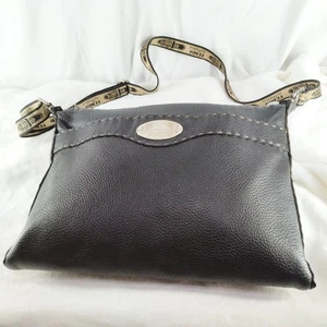 FENDI Shoulder Bag Crossbody Medium Logo Leather Brown Men's USED FROM JAPAN - Picture 1 of 12