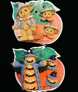 30 NOS Lot Cherished Teddies Pumpkin Scarecrow Halloween Brooch Pin Earrings Set - Picture 1 of 10