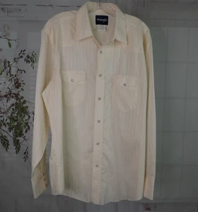 Wrangler Western Shirt XL Pearlsnap Long Sleeve Yellow Striped Cowboy Rodeo Vtg - Picture 1 of 9