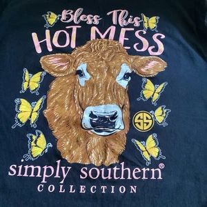 Simply Southern Damen Langarm T-Shirt Cow Bless This Hot Mess Gr. L - Bild 1 von 14