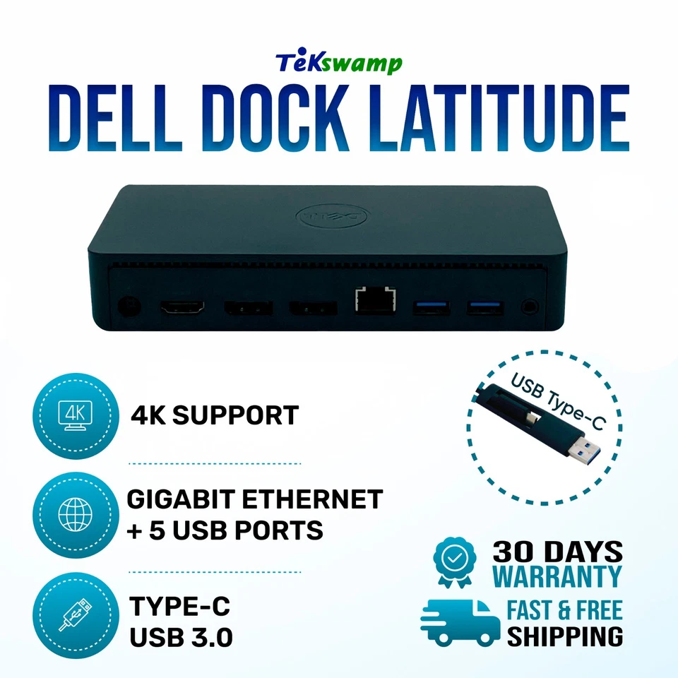 Estación Dock 4K Doble Dell USB-C Original para Laptops Latitude 5430 5570 Foto 1 de 4