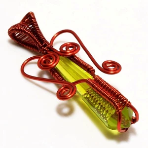 Peridot Gemstone Handmade Fashion Wire Wrap Copper Jewelry Pendant 2.10" SR 1522 - Picture 1 of 7