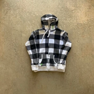 Vintage Y2K Fox Girls Hoodie Size XL Plaid Checkered Fur Lined Full Zip - Image 1 of 4