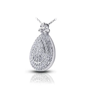 2 CT E VS2 Round Cut Earth Mined Certified Diamonds 950 PL. Pendant + Chain - Picture 1 of 3