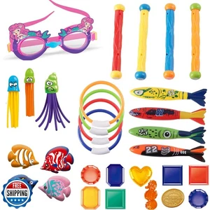 LITTLE FROGY Kinder Tauchset mit 30-teiligem Tauchspielzeugset perfekt für Pool, B - Bild 1 von 5
