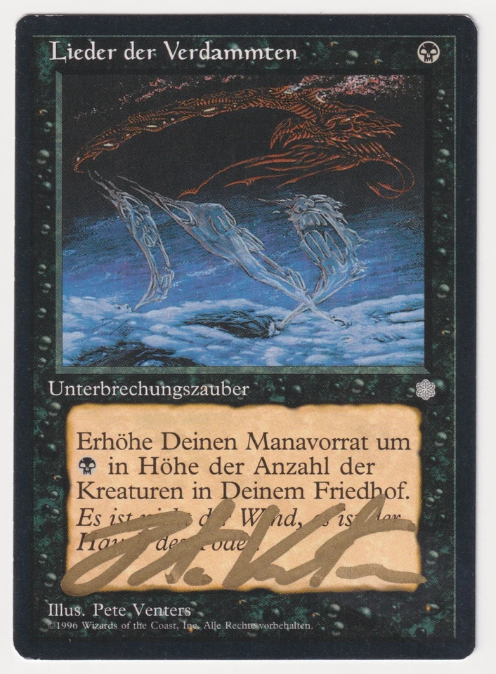 Gold Signed German Songs of the Damned HP Ice Age Artist Pete Venters MTG Magic! - Image 1 of 2