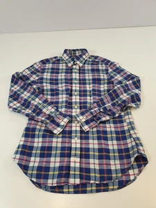 Gitman Bros Hemd Herren mittelblau kariert Leinen Baumwolle Knopfleiste Hergestellt in den USA - Bild 1 von 10