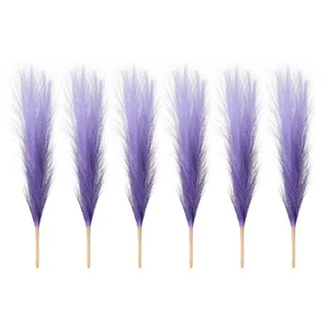6 Pezzi 17 Pollici Finta Pampa Erba Artificiale Boho Decorazione Sfumata Viola - Foto 1 di 6