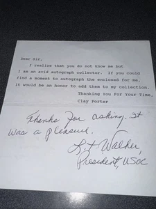 LeRoy T. Walker (L.T.) Autographed Signed Note Titled President, USOC - Picture 1 of 3