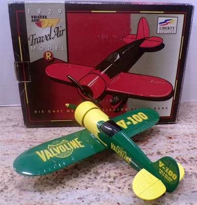 VALVOLINE 1929 TRAVEL AIR DIECAST AIRPLANE BANK SPEC CAST #40020 - Image 1 of 4