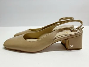Sam Edelman Beige Patent Leather Slingback Block Heel Women’s Size 7.5 - Picture 1 of 7
