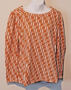 NUEVO CON ETIQUETAS Blusa Liz Claiborne Talla GRANDE Ilusión Óptica Cuello Barco Cadena Dorada - Imagen 1 de 14