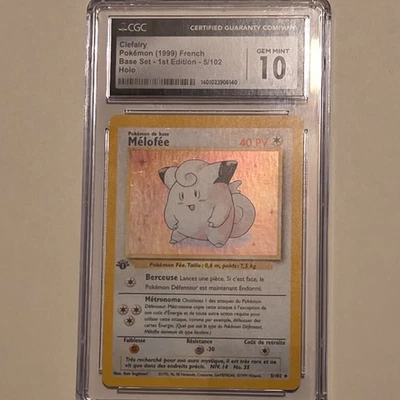 CGC 9 MINT French Clefairy Melofee Base 1st Edition Holo Rare Pokemon 5/102  -02 - Image 1 of 2