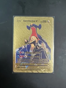 Garchomp V Metall Goldfolie Pokemon Karte Fan Art Display Card HP200 - Bild 1 von 1