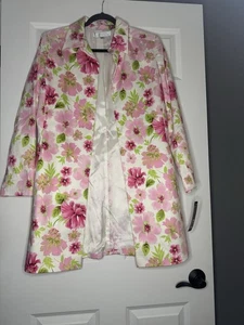 Chaqueta Tahari Arthur Levine Talla 10 Blanca W Rosa Verde Floral Nueva con Etiquetas 99.00 - Imagen 1 de 2