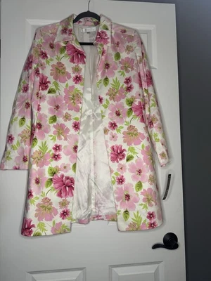 Jaqueta Tahari Arthur Levine tamanho 10 branca com rosa verde floral nova com etiquetas 99,00 - Imagem 1 de 2
