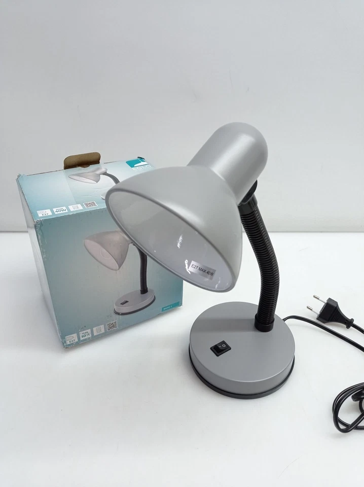 EGLO 90977 Basic 1 lampada da tavolo E27 plastica acciaio argento - Immagine 1 di 4