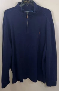 POLO RALPH LAUREN Pullover Strickpullover Gr. XXL Herren dunkelblau 1/4 Zip Baumwolle - Bild 1 von 8