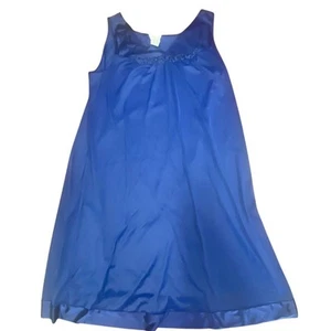 Vintage Vanity Fair Blue Nylon Nightgown Slip Dress - Size L (42) - Picture 1 of 4