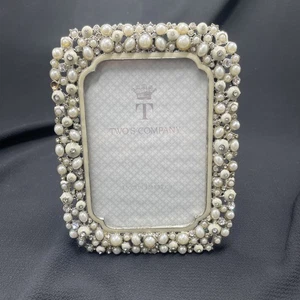 Marco de fotos de cristal y perlas austriacas Two's Company, patrón Margrit de 3,5"x5" - Imagen 1 de 4
