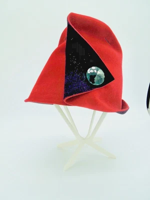 VTG 50's-60's Mr John Jr Paris Chic Wool Tall Bucket Cloche Hat Red Rare - Image 1 of 4