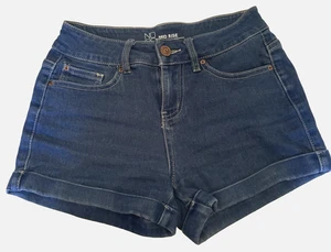 Pantalones cortos de mezclilla azules de tiro medio con 3 cremalleras NOBO 5 bolsillos R3-O18 para mujer - Imagen 1 de 6