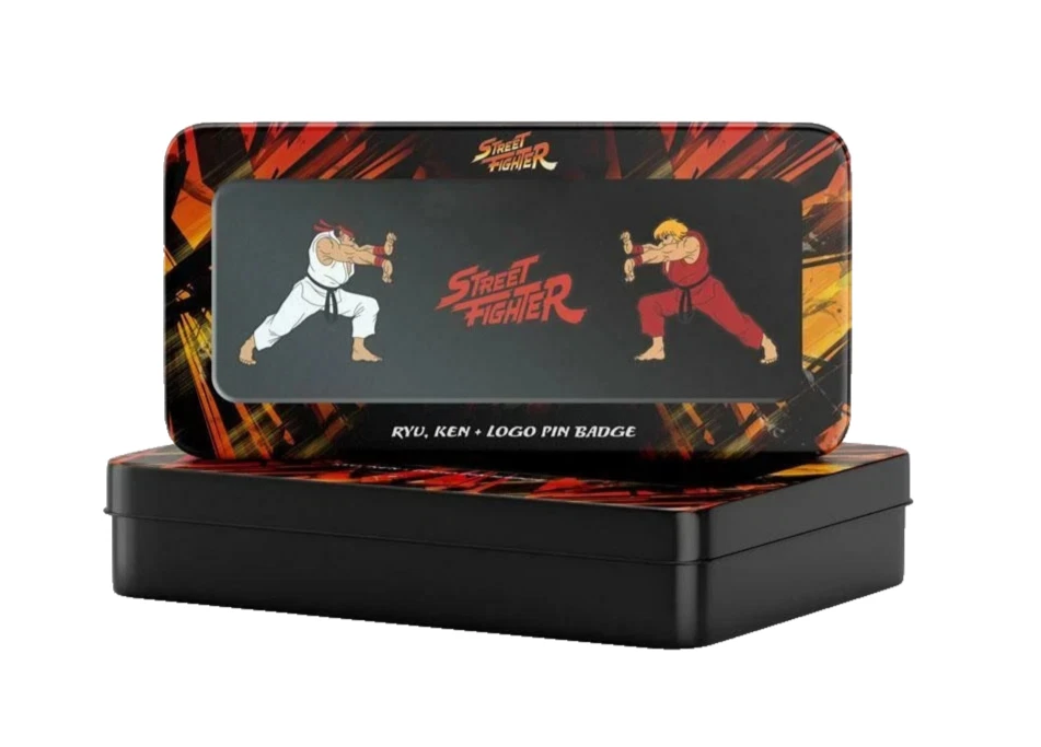 OFFICIAL STREET FIGHTER RYU KEN & LOGO PIN BADGE SET By KOYO STREETFIGHTER NEW! - Image 1 of 1