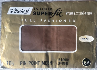 VINTAGE St MICHAEL FULLY FASHIONED STOCKINGS SIZE 10.5 HONEY 15 DENIER - Image 1 of 2