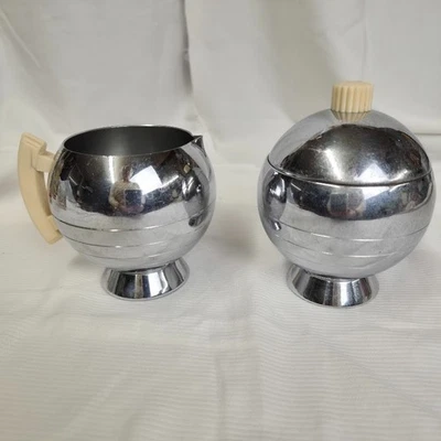 Crema cromada y azucarero T5CS Walter Von Nessen Chase Art Deco años 30 de colección Foto 1 de 4