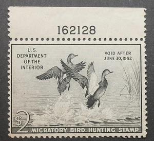 RW18 Federal Duck Hunting Stamps Fine MNH OG w/PB# Bird Hunting Stamp 1951 - Picture 1 of 2