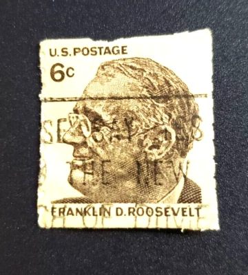 Franklin D. Roosevelt 6 Cents - 1966 Cancelled U.S. Postage Stamp - Image 1 of 3
