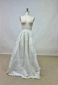 Antique Edwardian White Cotton Petticoat w/ Micro Pleats & Ruffled Hem AS IS - Picture 1 of 16