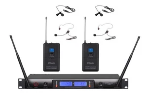 GTD Audio 2x100 Ch UHF Inalámbrico Lava Solapa Auriculares Sistema de Micrófono 622L - Imagen 1 de 2