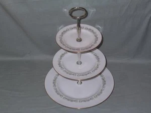 Minton April 3-Tier Hostess Cake Plate Stand Bone China S732 - Picture 1 of 5