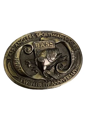 1967-87 BASS ANGLERS SPORTSMAN SOCIETY 20 YEAR FISHING 3D LOOK BRASS BELT BUCKLE - Image 1 of 4