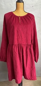 Universal Thread Dress Size XL Cotton Corduroy Cranberry Red Long Sleeves New! - Picture 1 of 9
