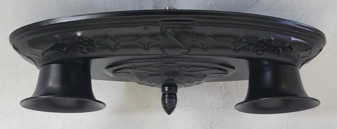 Antique Pressed Tin Ceiling Light Fixture Flush Mount Double 2 Socket RESTORED Cover