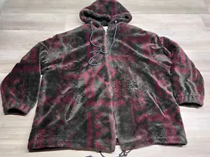 Vintage Forecaster Damen Sherpa Teddybär Reißverschluss Jacke All Over Azteken Kapuze XL - Bild 1 von 7