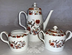 Mottahedeh Magnolia & Birds Coffee Pot Lidded Sugar & Creamer / Vista Alegre - Picture 1 of 12