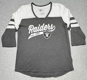 Las Vegas Raiders Women’s 3/4 Sleeve T-shirt V-neck NFL Size XL X-Large NEW - Picture 1 of 8