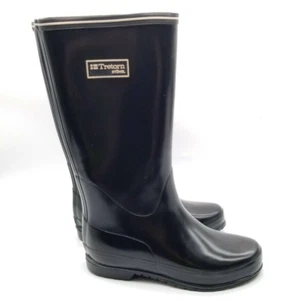Tretorn Womens Stovel Black Leather Round Toe Pull On Rain Boots Sz US 4.5 EU 35 - Picture 1 of 6