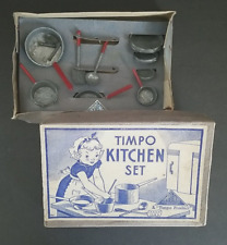 Vintage Dollhouse Doll Miniature Timpo Toy Kitchen Set in Box England 30s