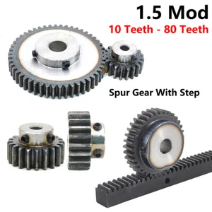 1.5 Mod 12T - 80T Motor Pinion Spur Gear With Step 45# Steel With Grub Screws - Picture 1 of 10