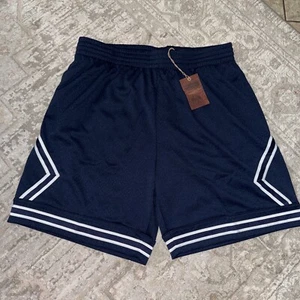 Mitchell & Ness Branded Diamond Script Shorts Men's Size L Navy Blue & White NWT - Picture 1 of 4