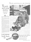 1930 dentifrice Listerine imprimé vintage publicité enfants traîneau conduite neige