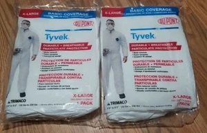 Lot of 2 Dupont Tyvek Coveralls XL Open Wrists & Ankles Durable Breathable 14123 - Picture 1 of 7